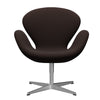  Swan Lounge Chair Satin Brushed Aluminium/Tonus Dark Brown