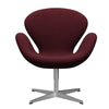  Swan Lounge Chair Satin Brushed Aluminium/Tonus Wine Red