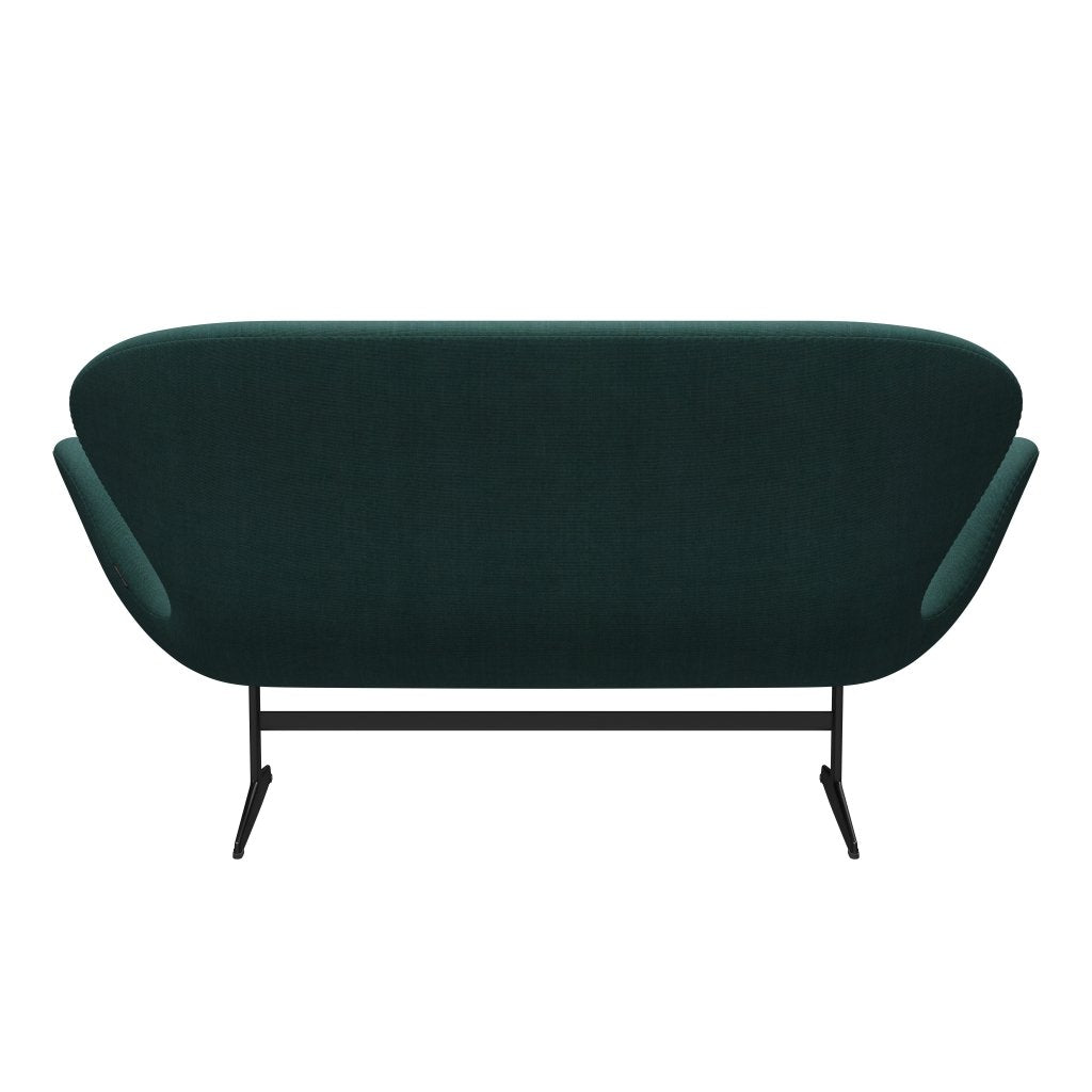 [product_category]-Fritz Hansen Swan Sofa 2 Seater, Black Lacquered/Canvas Emerald Green-Fritz Hansen-3321-CA0836-BLLA-FRI-4