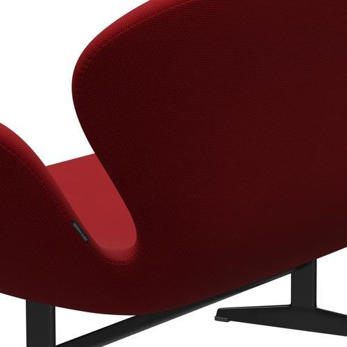 [product_category]-Fritz Hansen Swan Sofa 2 Seater, Black Lacquered/Diablo Warm Red-Fritz Hansen-3321-DIA300-BLLA-FRI-5