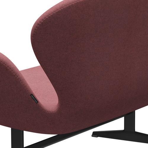 [product_category]-Fritz Hansen Swan Sofa 2 Seater, Black Lacquered/Divina Melange Pink-Fritz Hansen-3321-DIM617-BLLA-FRI-5