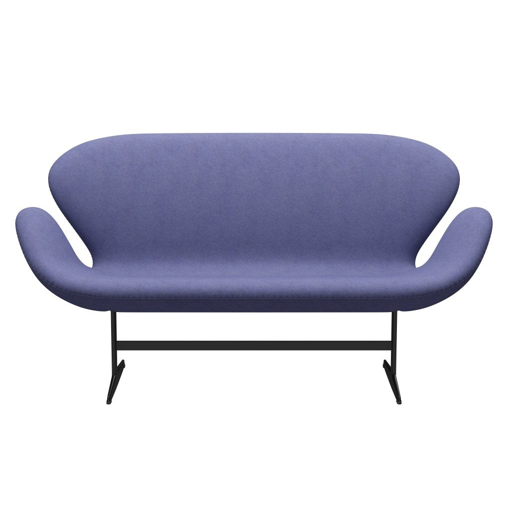 [product_category]-Fritz Hansen Swan Sofa 2 Seater, Black Lacquered/Divina Melange Violet Light-Fritz Hansen-3321-DIM647-BLLA-FRI-1