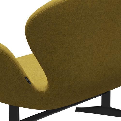 [product_category]-Fritz Hansen Swan Sofa 2 Seater, Black Lacquered/Divina Melange Yellow-Fritz Hansen-3321-DIM427-BLLA-FRI-5