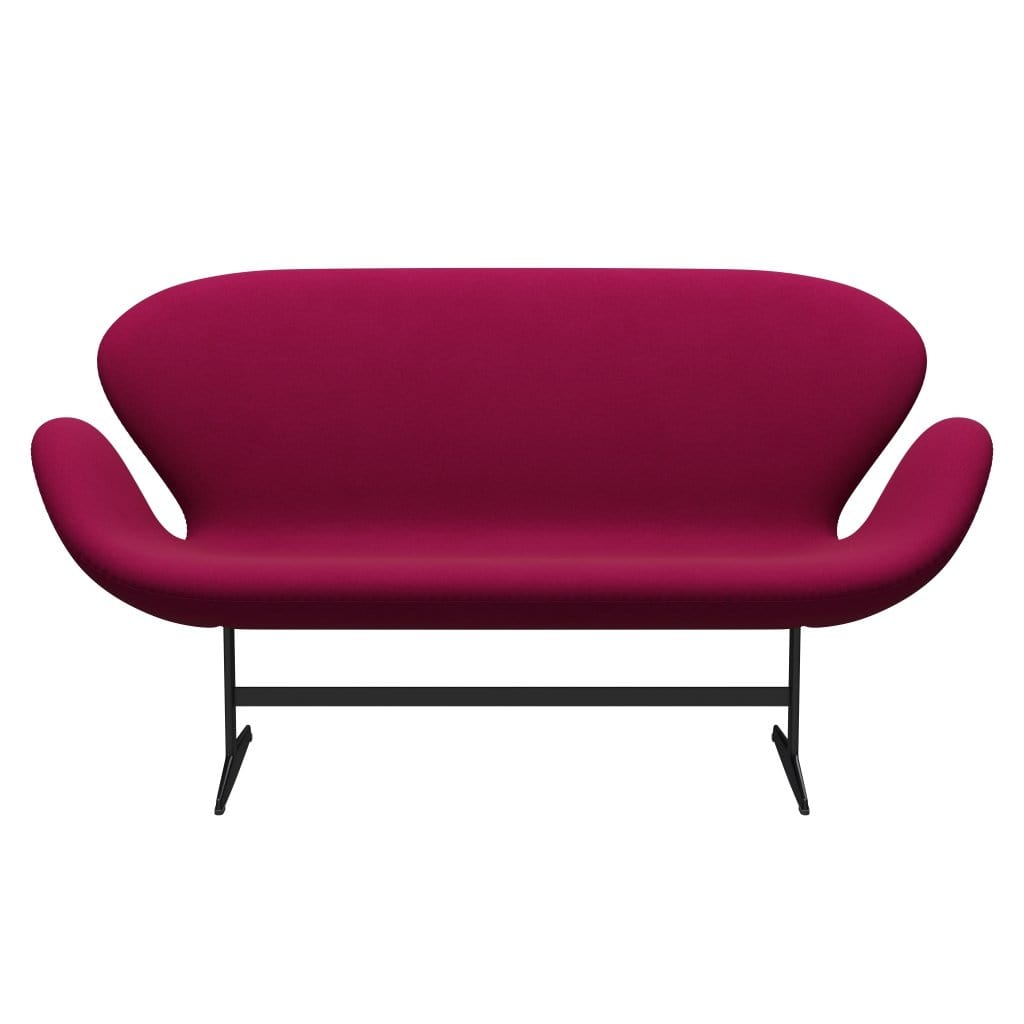 [product_category]-Fritz Hansen Swan Sofa 2 Seater, Black Lacquered/Divina Pink Dark-Fritz Hansen-3321-DIV662-BLLA-FRI-1