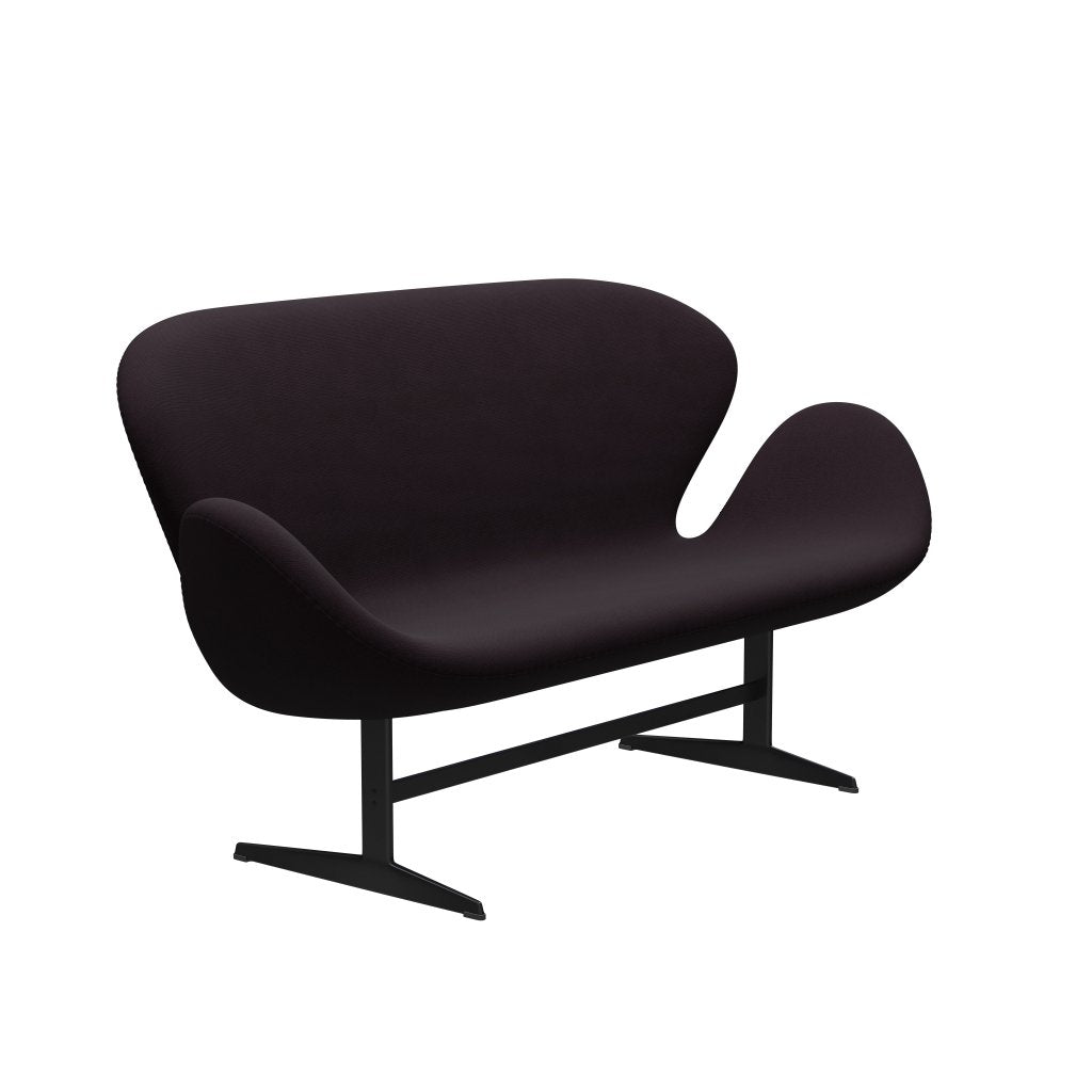 [product_category]-Fritz Hansen Swan Sofa 2 Seater, Black Lacquered/Fame Brown (61108)-Fritz Hansen-3321-F61108-BLLA-FRI-2