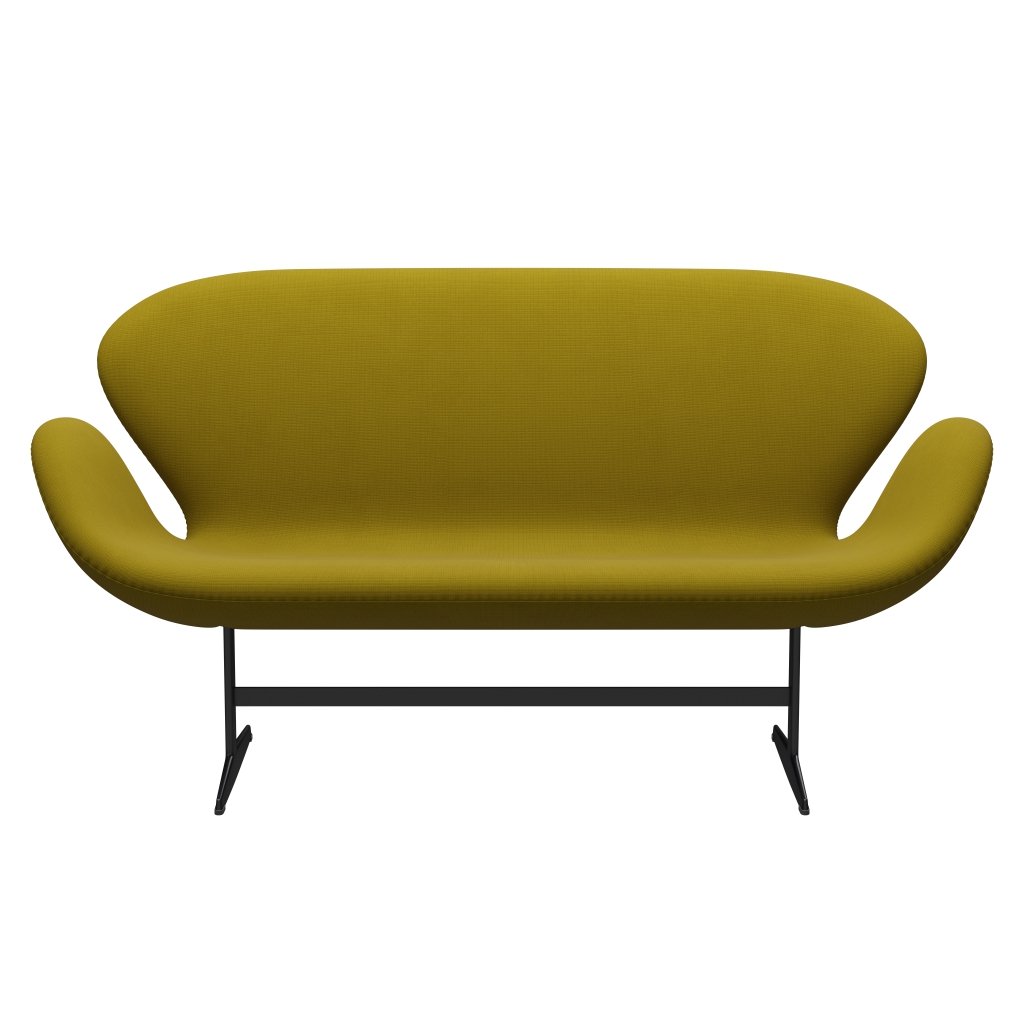 [product_category]-Fritz Hansen Swan Sofa 2 Seater, Black Lacquered/Fame Olive Green-Fritz Hansen-3321-F68004-BLLA-FRI-1