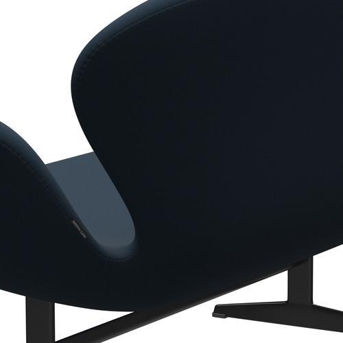 [product_category]-Fritz Hansen Swan Sofa 2 Seater, Black Lacquered/Steelcut Navy Blue-Fritz Hansen-3321-STI780-BLLA-FRI-5