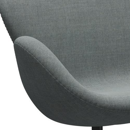 [product_category]-Fritz Hansen Swan Sofa 2 Seater, Black Lacquered/Sunniva Grey/Pale Green-Fritz Hansen-3321-SV152-BLLA-FRI-7