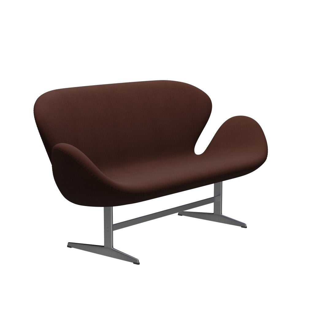 [product_category]-Fritz Hansen Swan Sofa 2 Seater, Satin Brushed Aluminium/Fame Brown (61047)-Fritz Hansen-3321-F61047-SPAL-FRI-2