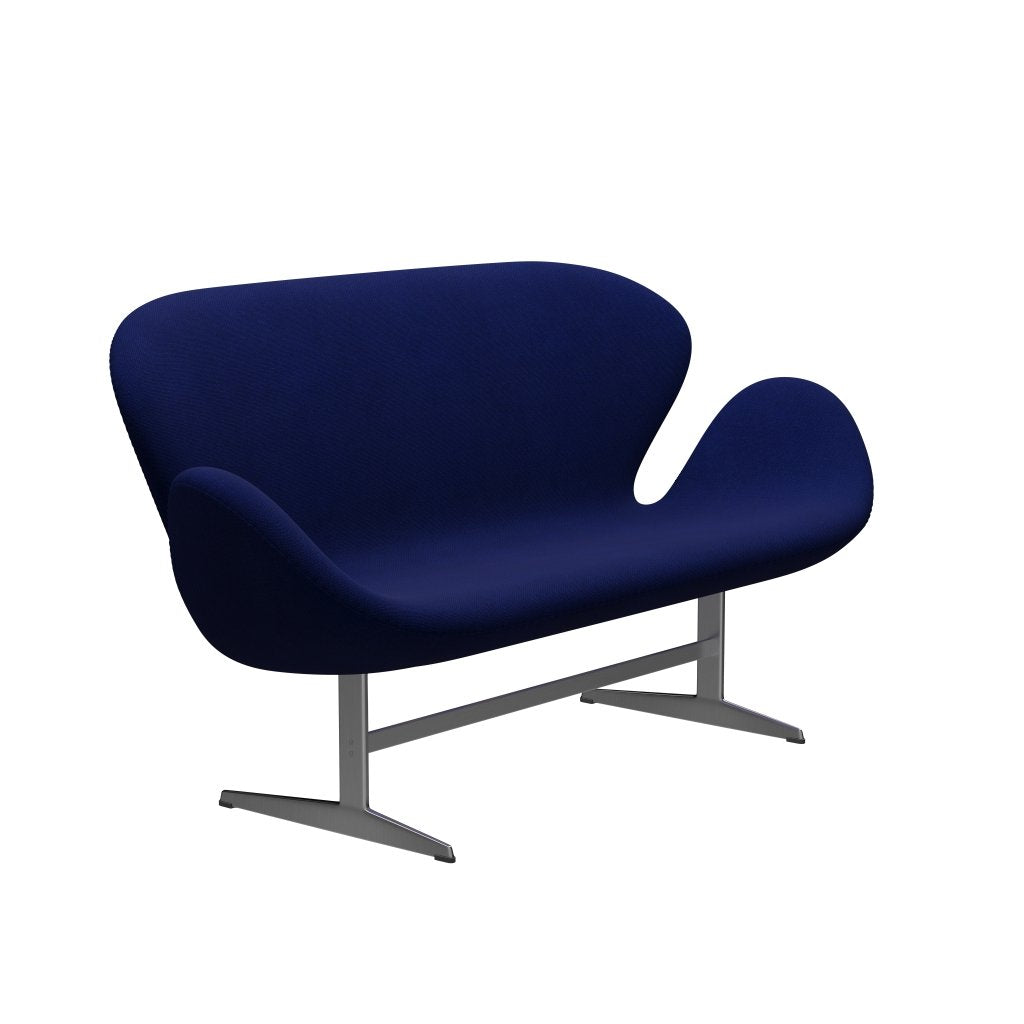 [product_category]-Fritz Hansen Swan Sofa 2 Seater, Satin Brushed Aluminium/Hallingdal Dark Blue-Fritz Hansen-3321-HAL773-SPAL-FRI-2