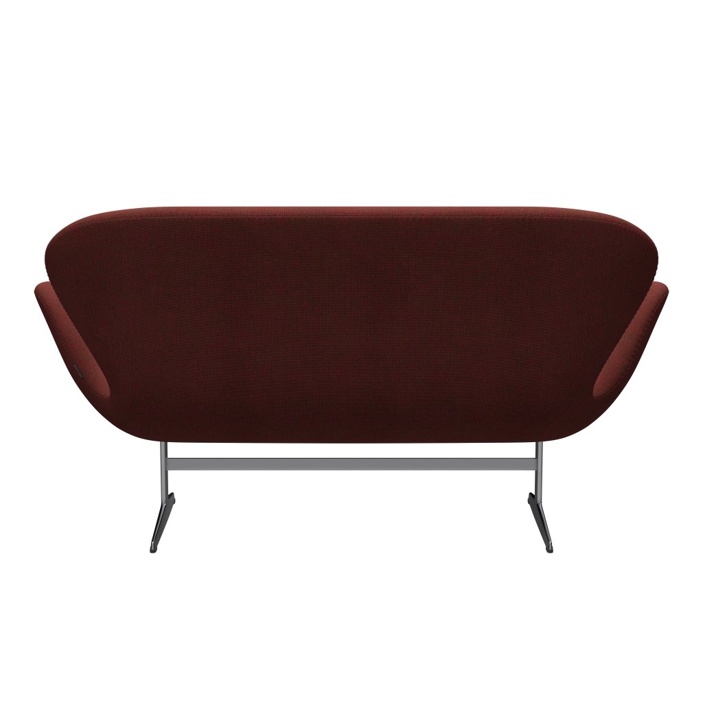 [product_category]-Fritz Hansen Swan Sofa 2 Seater, Satin Brushed Aluminium/Hallingdal Red/Green-Fritz Hansen-3321-HAL660-SPAL-FRI-4