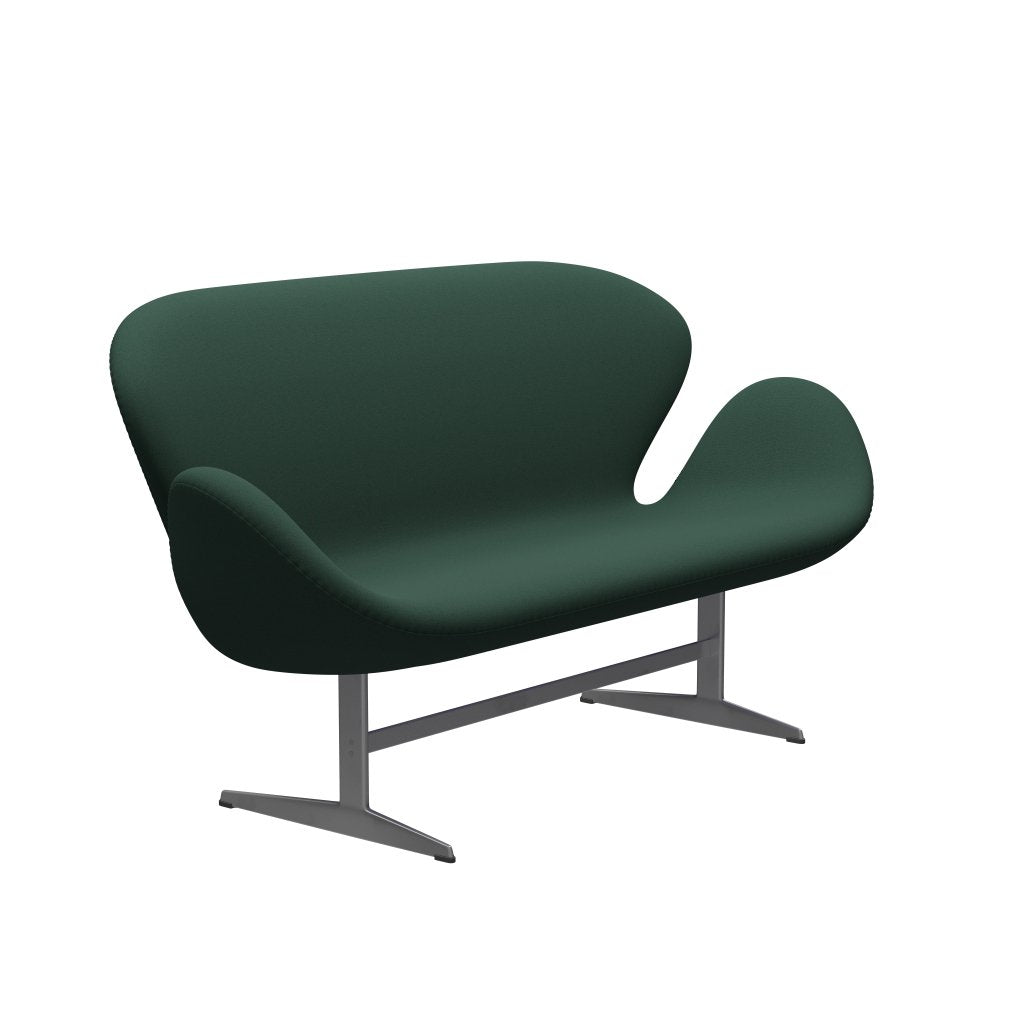 [product_category]-Fritz Hansen Swan Sofa 2 Seater, Silver Grey/Christianshavn Dark Green Uni-Fritz Hansen-3321-CH1160-SGBASE-FRI-2