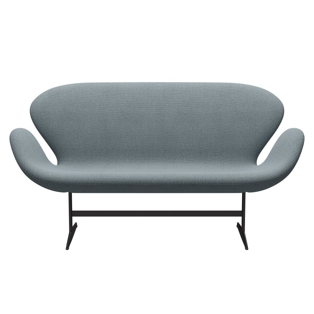 Fritz Hansen Swan Sofa 2-Sitzer, Warm Graphit/Re Wolle Hellblau/Natur