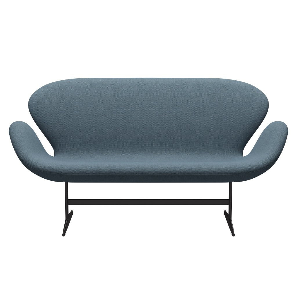 Fritz Hansen Swan Sofa 2-Sitzer, Warmes Graphit/Re Wolle Natur/Hellblau