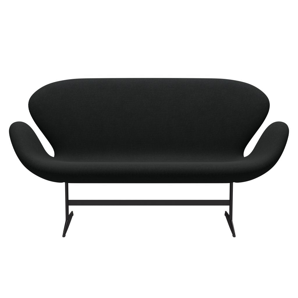 Fritz Hansen Swan Sofa 2-Sitzer, Warm Graphit/Stahlschnitt Schwarz