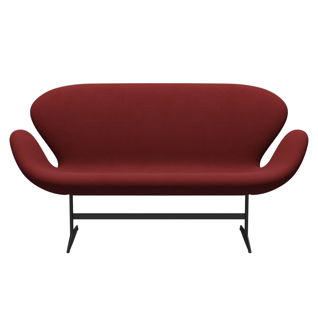 Fritz Hansen Swan Sofa 2-Sitzer, Warm Graphit/Stahlschnitt Dunkelrot/Blut