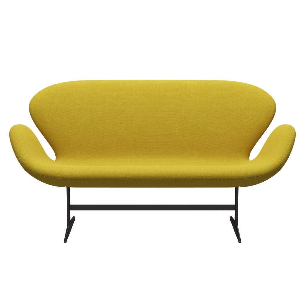 Fritz Hansen Swan Sofa 2-Sitzer, Warm Graphit/Stahlschnitt Hellgrün/Gelb