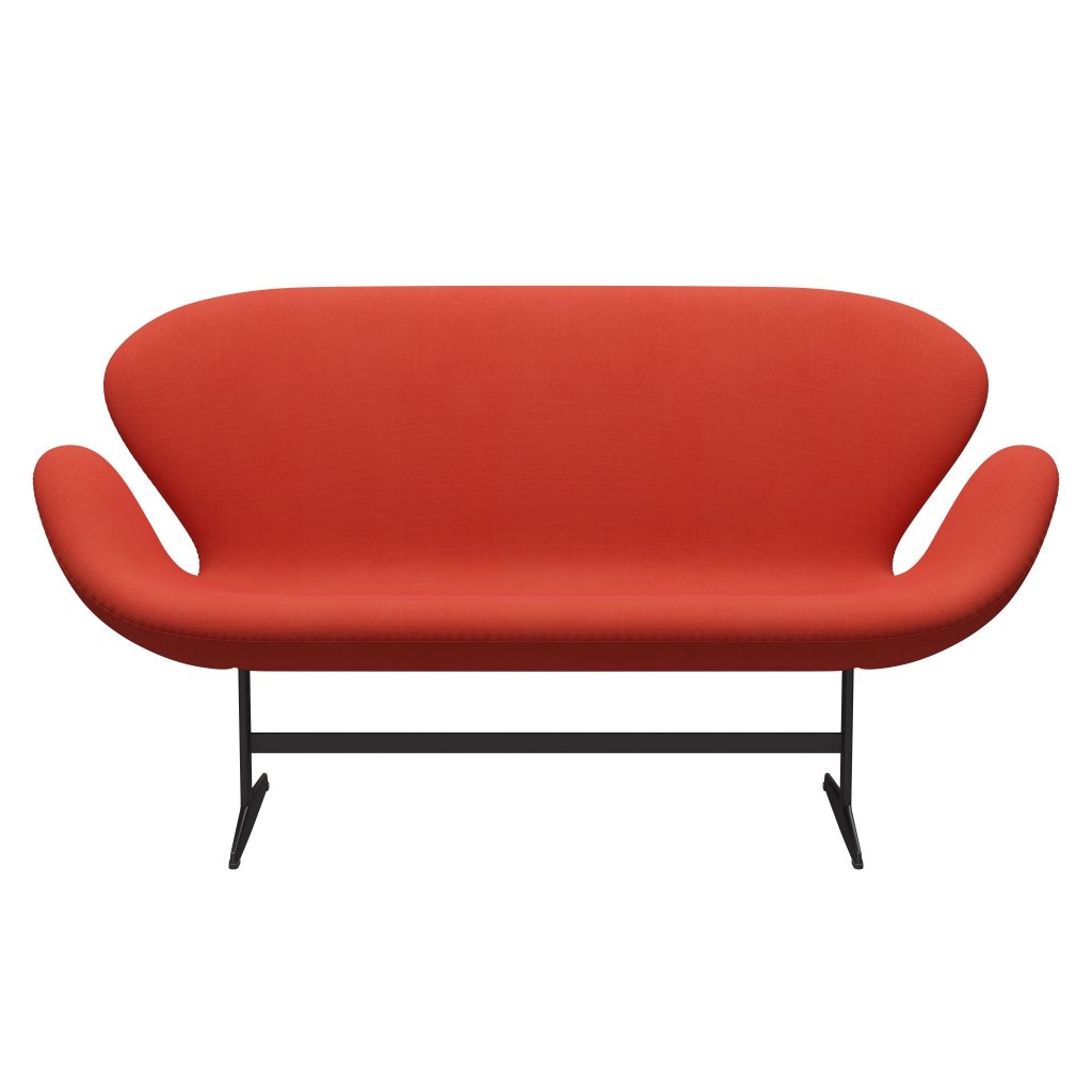 Fritz Hansen Swan Sofa 2-Sitzer, Warm Graphit/Stahlschnitt Hellrot