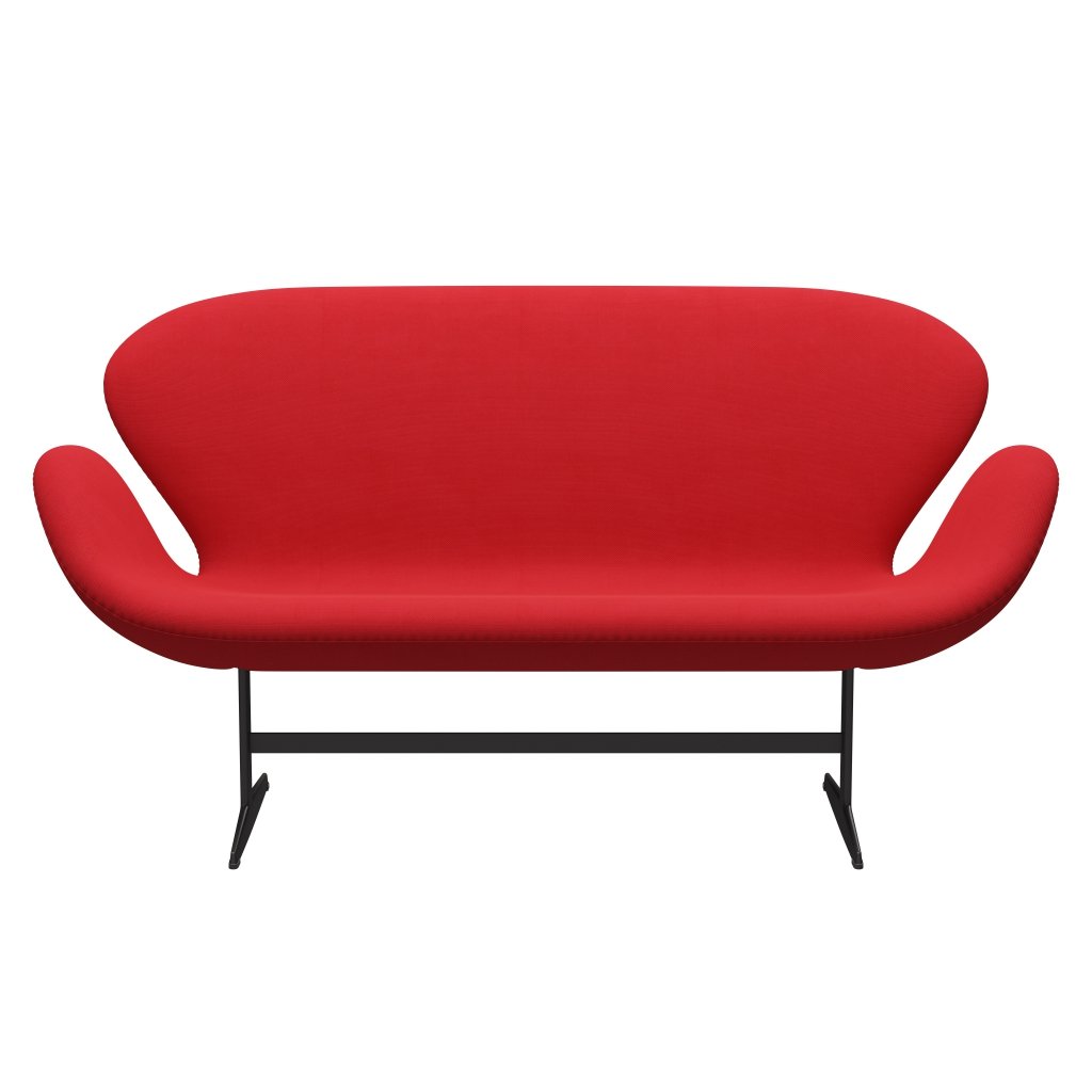 Fritz Hansen Swan Sofa 2-Sitzer, Warmes Graphit/Stahlschnitt Neonrot