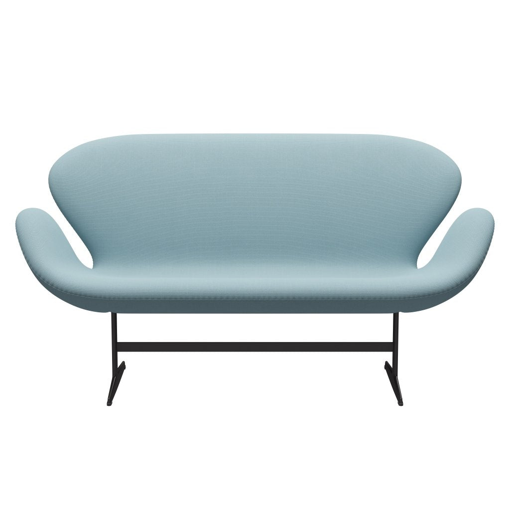 Fritz Hansen Swan Sofa 2-Sitzer, Warm Graphit/Stahlschnitt Pastellblau