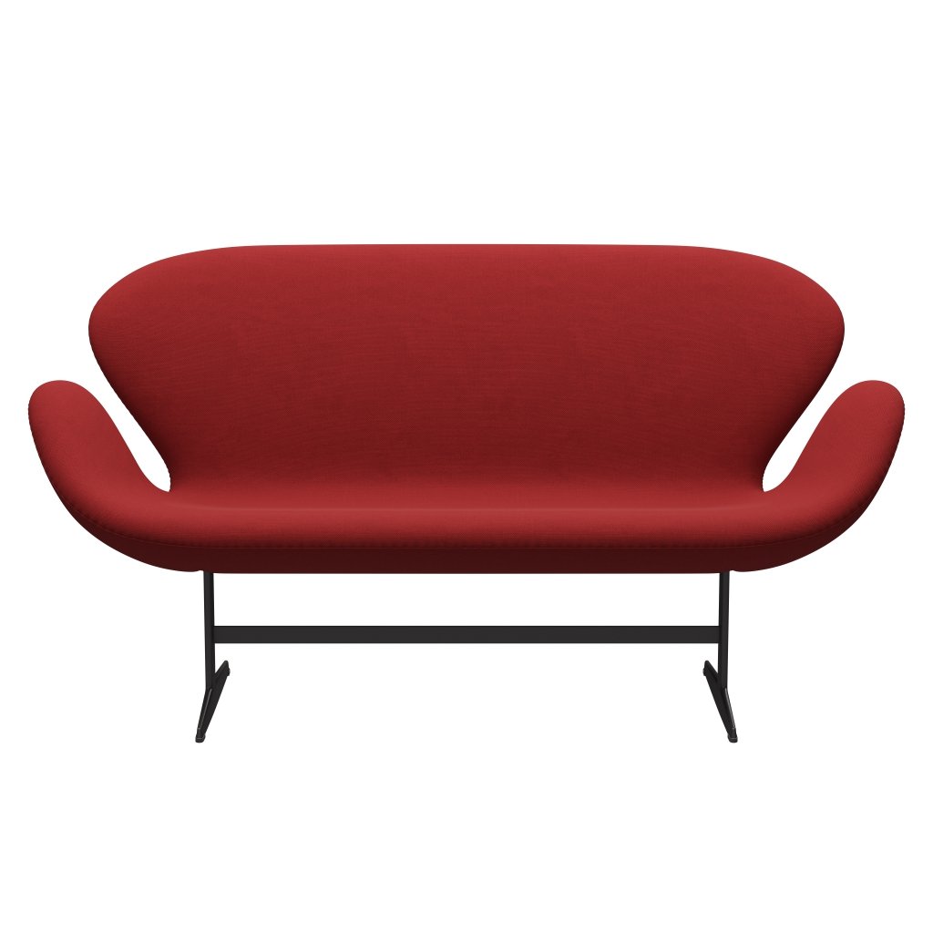 Fritz Hansen Swan Sofa 2-Sitzer, Warm Graphit/Stahlschnitt Rot