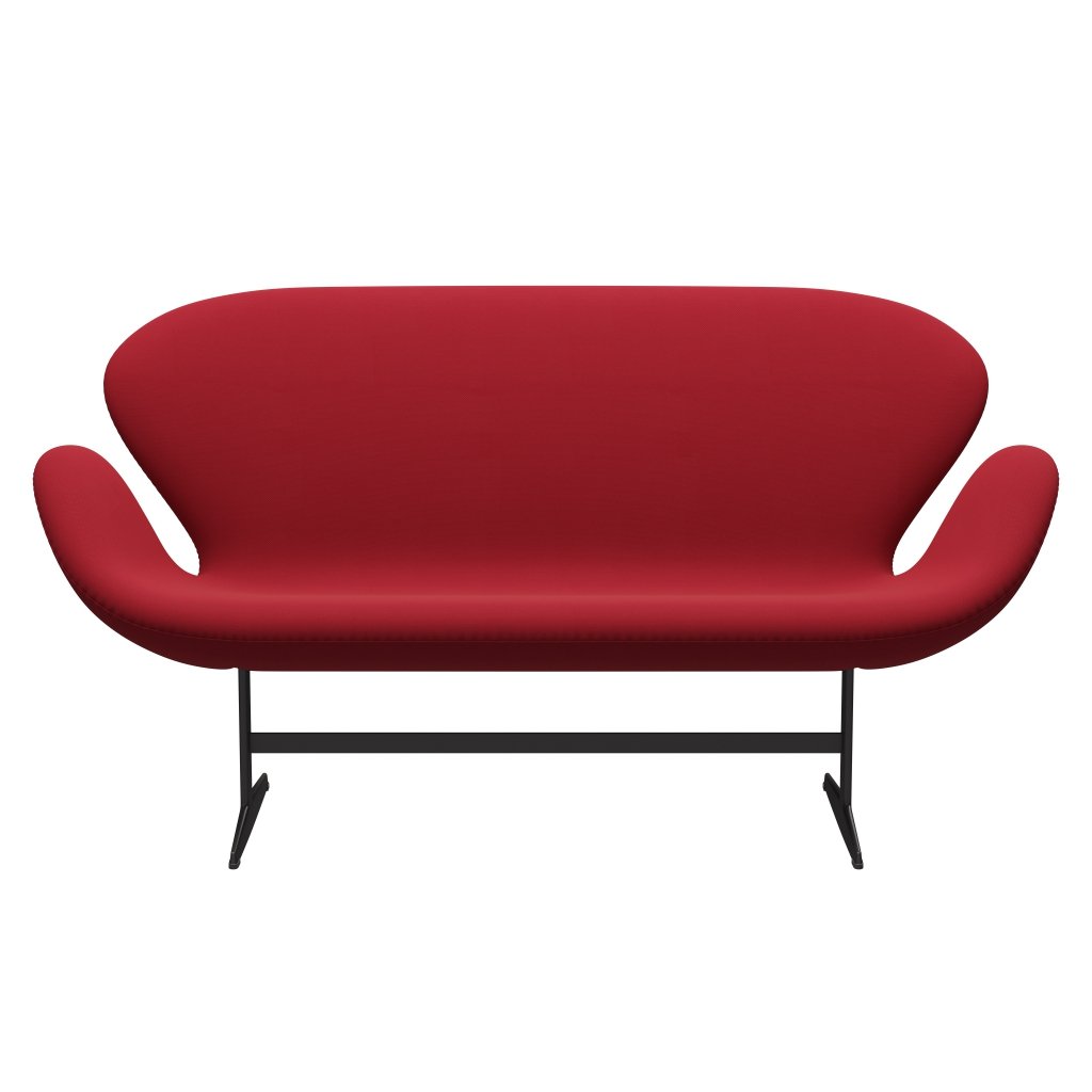 Fritz Hansen Swan Sofa 2-Sitzer, Warm Graphit/Stahlschnitt Standard/Hell Dunkelrot