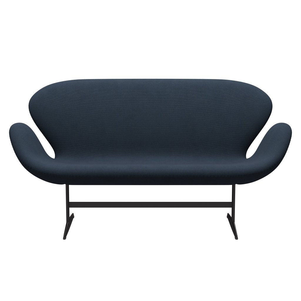 Fritz Hansen Swan Sofa 2-Sitzer, Warm Graphit/Stahlschnitt Trio Dunkelbraun Blau