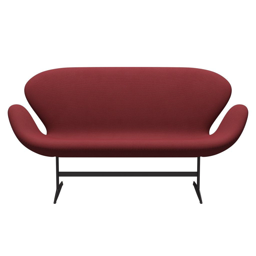 Fritz Hansen Swan Sofa 2-Sitzer, Warm Graphit/Stahlschnitt Trio Dunkelrot