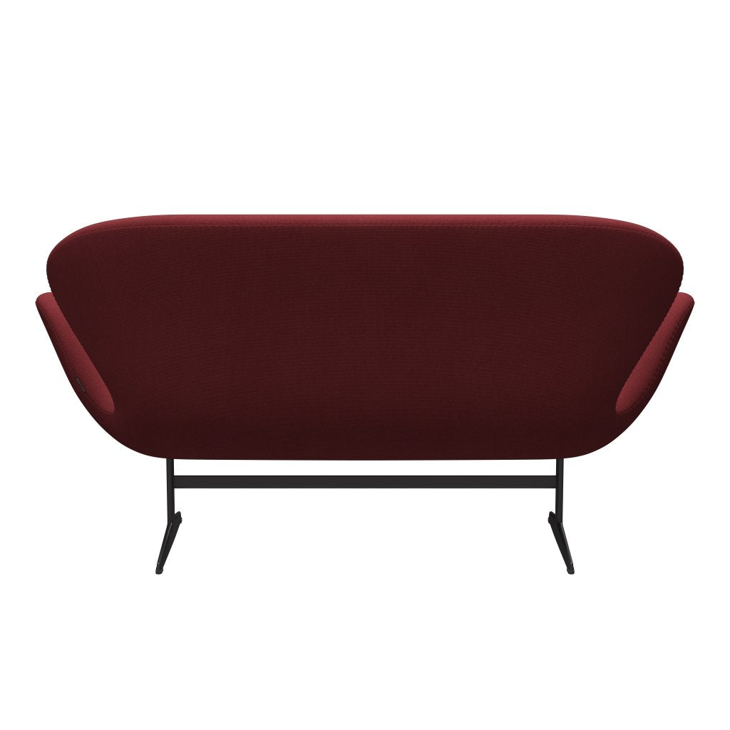 Fritz Hansen Swan Sofa 2-Sitzer, Warm Graphit/Stahlschnitt Trio Dunkelrot