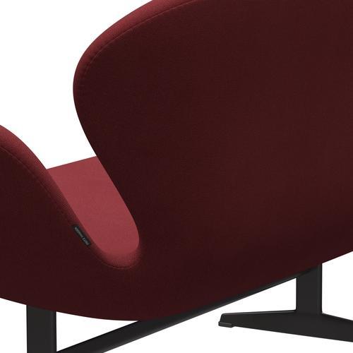 Fritz Hansen Swan Sofa 2-Sitzer, Warm Graphit/Stahlschnitt Trio Dunkelrot