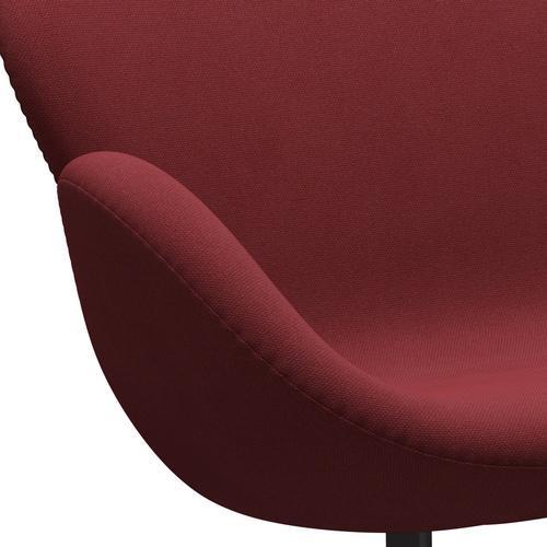 Fritz Hansen Swan Sofa 2-Sitzer, Warm Graphit/Stahlschnitt Trio Dunkelrot