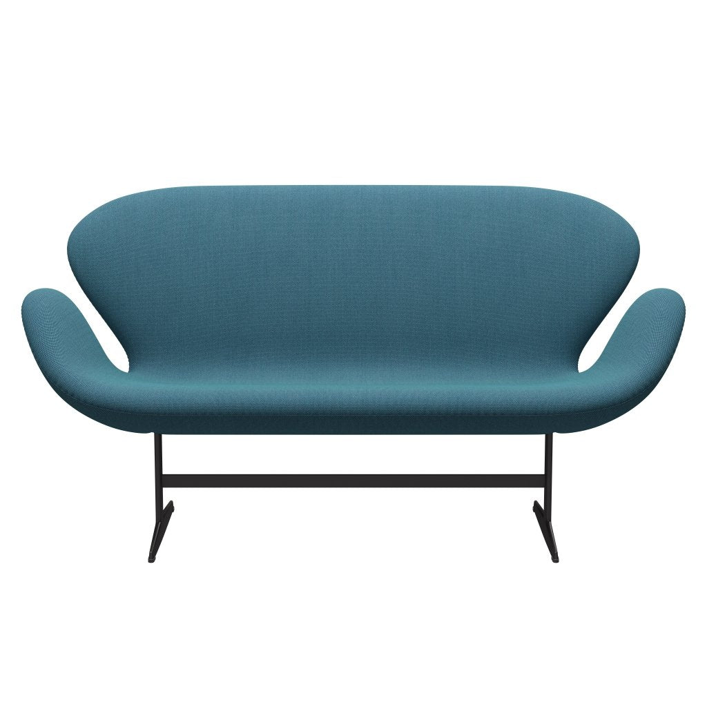 Fritz Hansen Swan Sofa 2-Sitzer, Warm Graphit/Stahlschnitt Trio Türkis