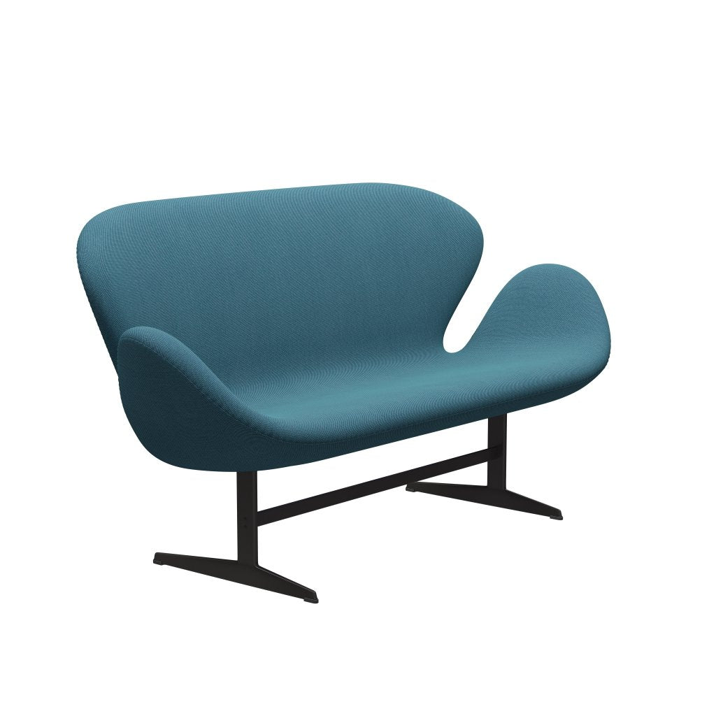 Fritz Hansen Swan Sofa 2-Sitzer, Warm Graphit/Stahlschnitt Trio Türkis