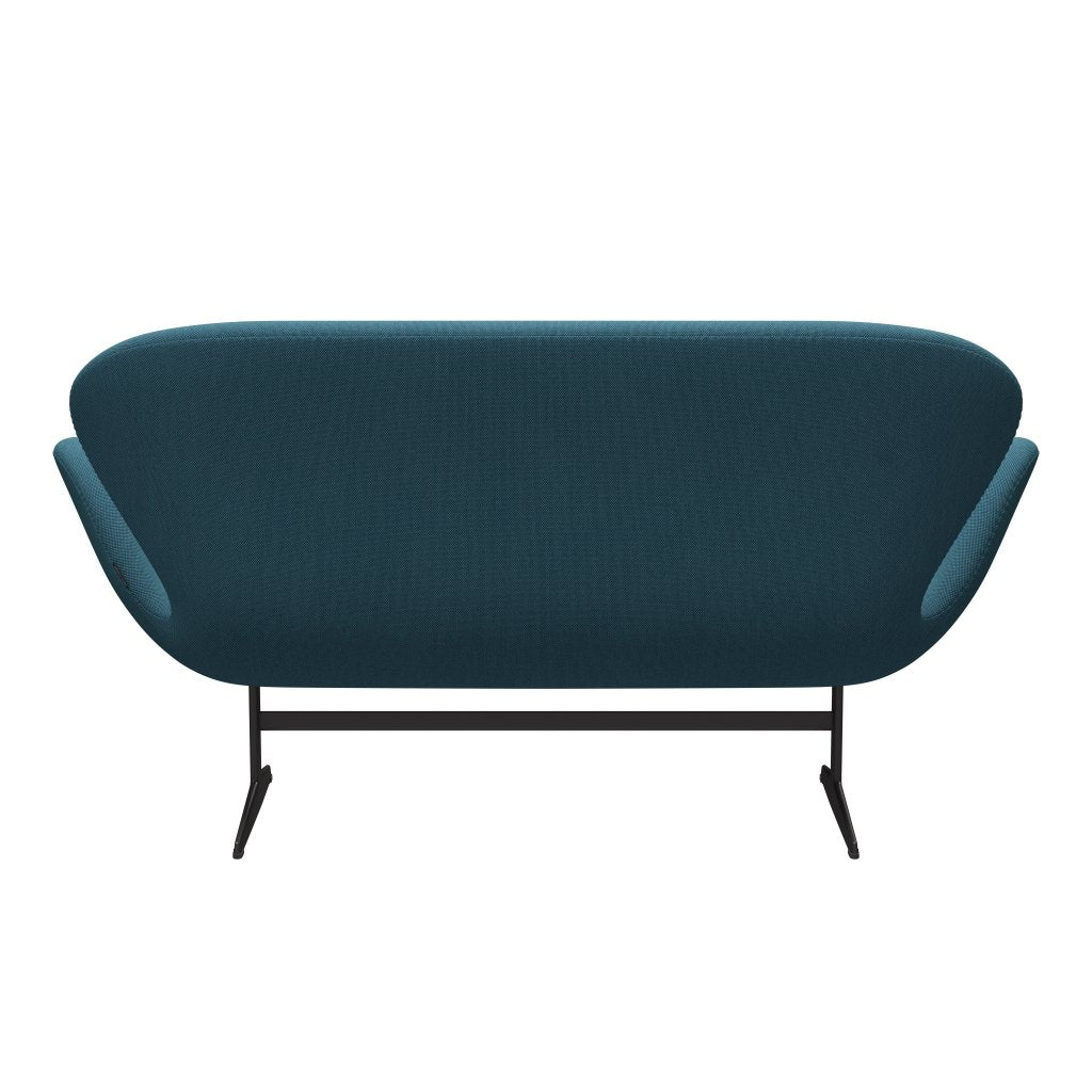 Fritz Hansen Swan Sofa 2-Sitzer, Warm Graphit/Stahlschnitt Trio Türkis