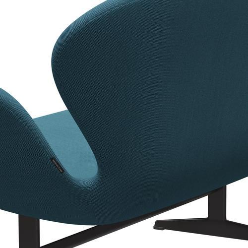 Fritz Hansen Swan Sofa 2-Sitzer, Warm Graphit/Stahlschnitt Trio Türkis