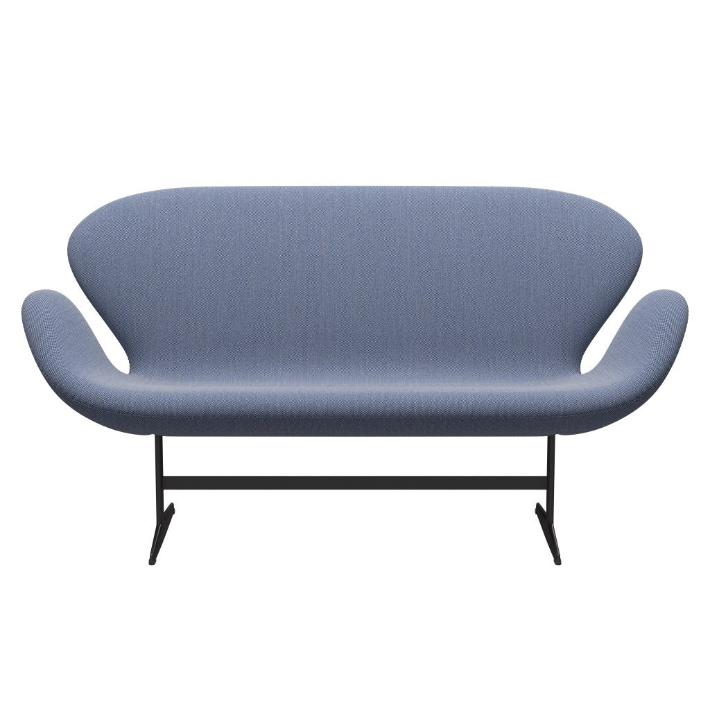 Fritz Hansen Swan Sofa 2-Sitzer, Warm Graphite/Steelcut Trio Weiß/Blau