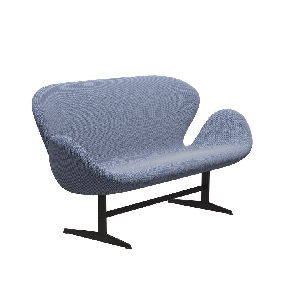 Fritz Hansen Swan Sofa 2-Sitzer, Warm Graphite/Steelcut Trio Weiß/Blau