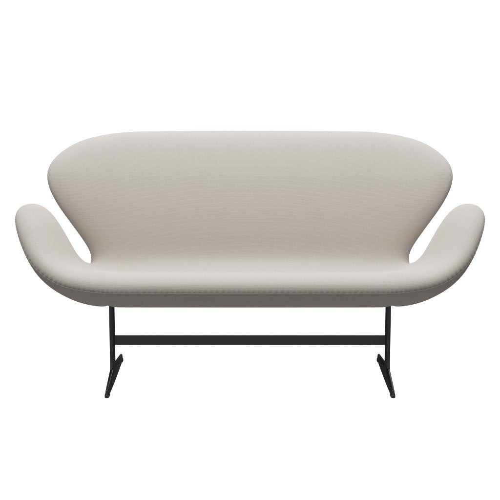 Fritz Hansen Swan Sofa 2-Sitzer, Warm Graphit/Stahlschnitt Wolle Weiß