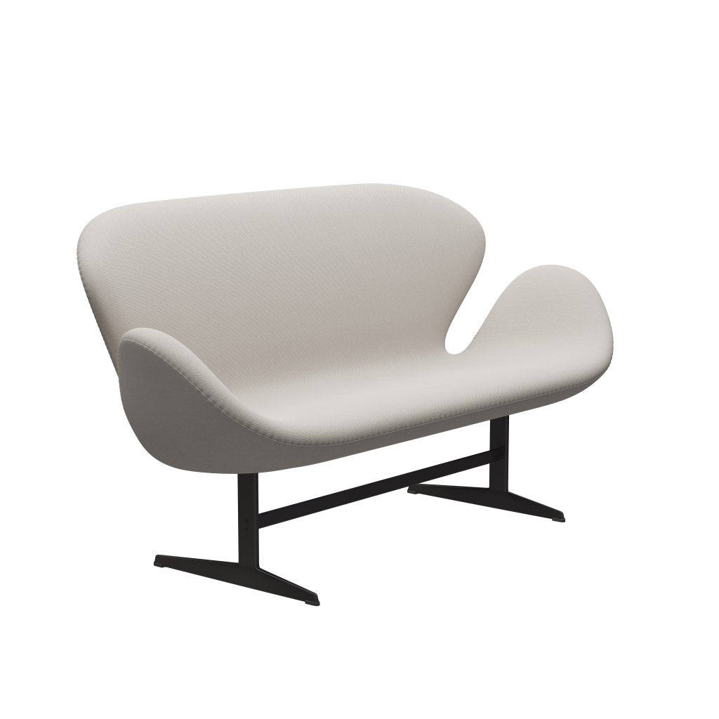 Fritz Hansen Swan Sofa 2-Sitzer, Warm Graphit/Stahlschnitt Wolle Weiß