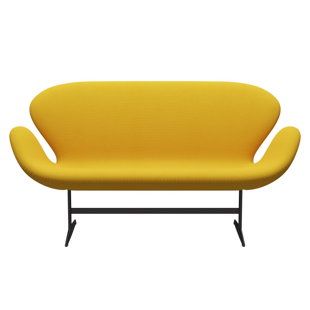 Fritz Hansen Swan Sofa 2-Sitzer, Warm Graphit/Stahlschnitt Gelb