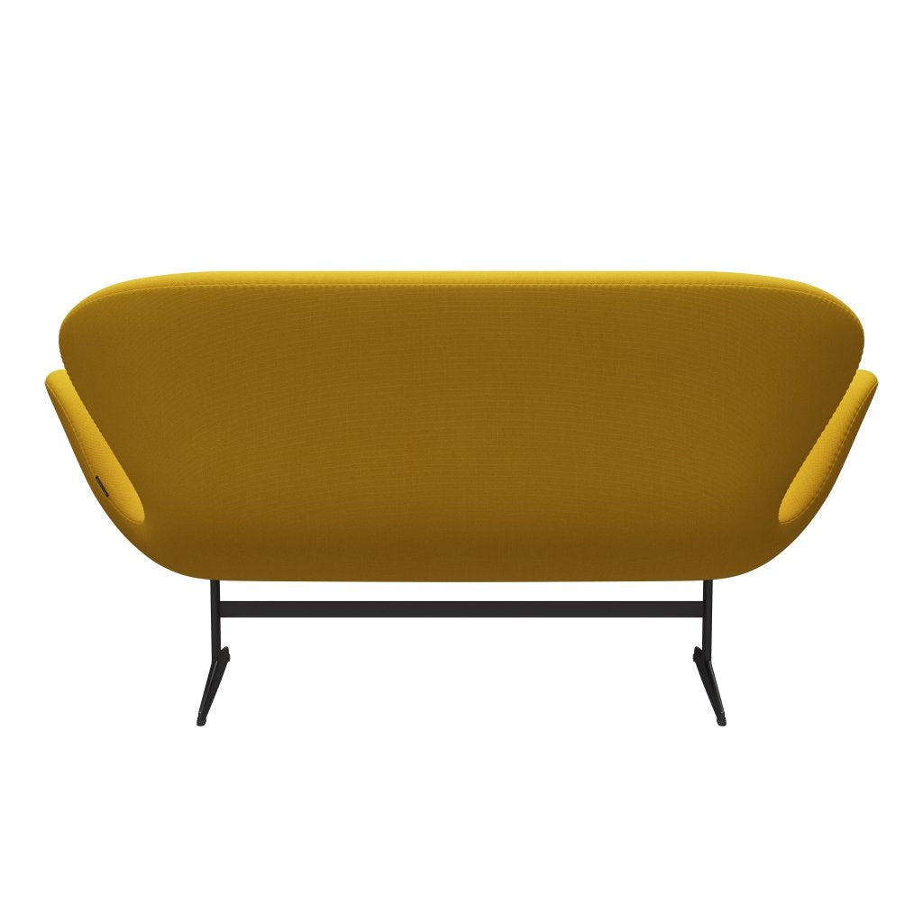 Fritz Hansen Swan Sofa 2-Sitzer, Warm Graphit/Stahlschnitt Gelb