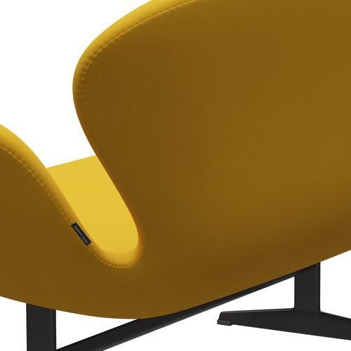 Fritz Hansen Swan Sofa 2-Sitzer, Warm Graphit/Stahlschnitt Gelb