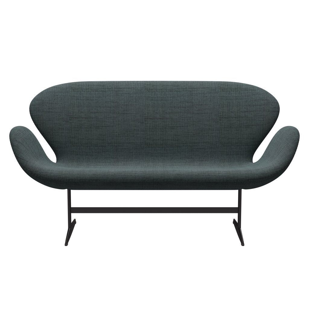 Fritz Hansen Swan Sofa 2-Sitzer, Warm Graphite/Sunniva Schwarz/Hellblau