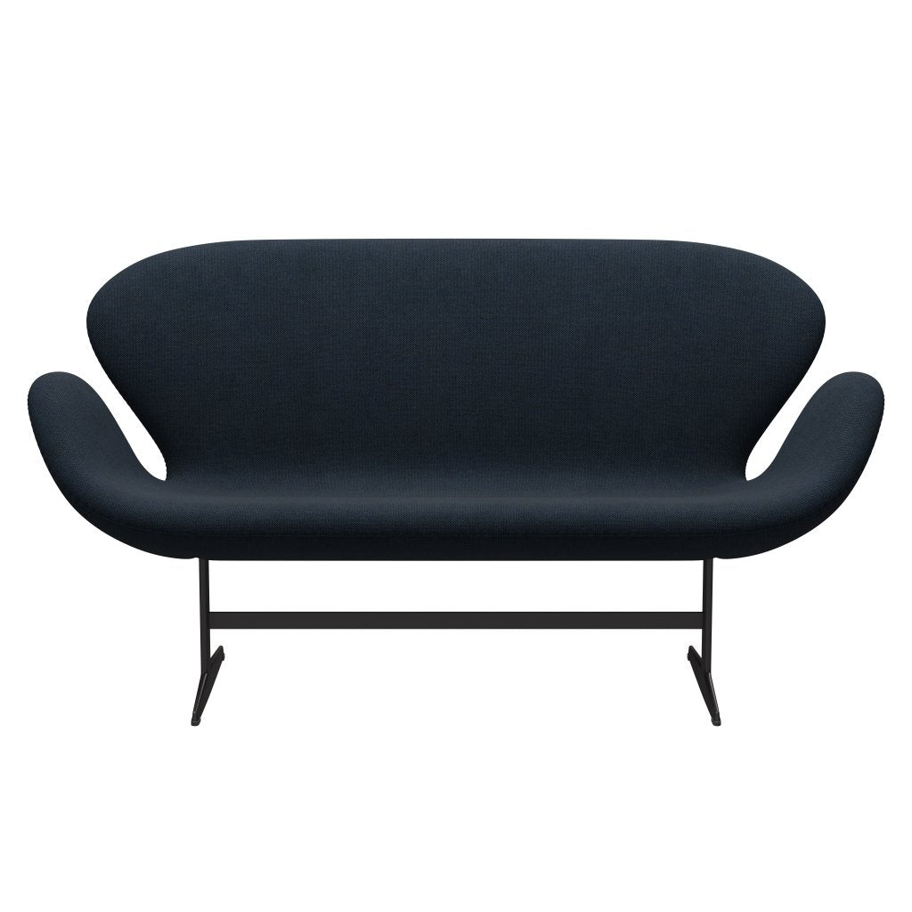 Fritz Hansen Swan Sofa 2-Sitzer, Warmes Graphit/Sunniva Dunkelblau