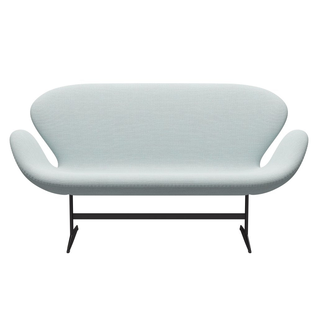 Fritz Hansen Swan Sofa 2-Sitzer, Warmes Graphit/Sunniva Weiß/Hellblau