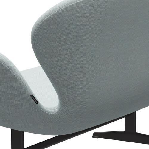 Fritz Hansen Swan Sofa 2-Sitzer, Warmes Graphit/Sunniva Weiß/Hellblau