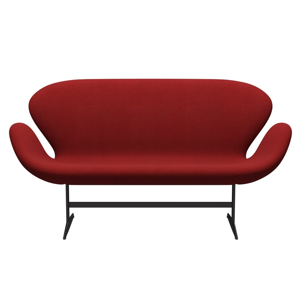 Fritz Hansen Swan -Sofa 2 -Sitzer, warmer Graphit/Tonus rot verbrannt