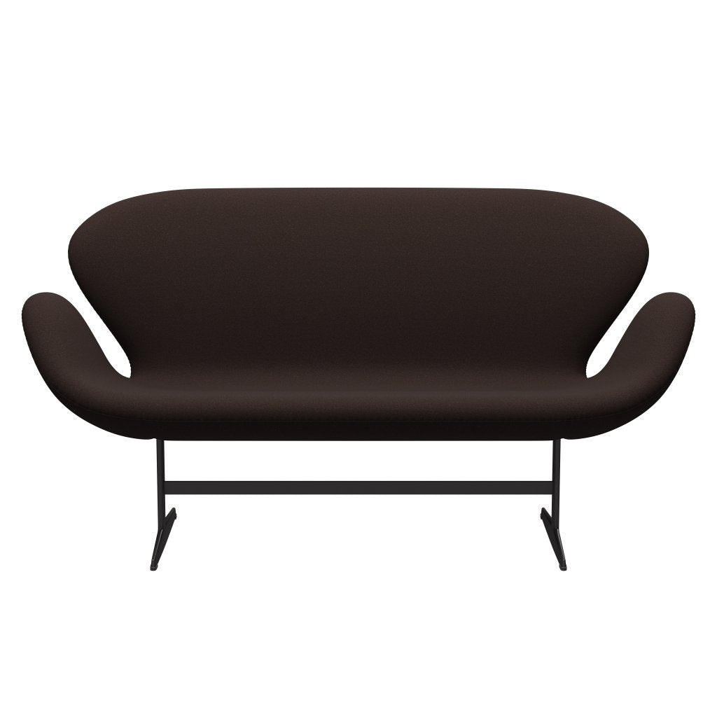 Fritz Hansen Swan -Sofa 2 -Sitzer, warmer Graphit/Tonus dunkelbraun