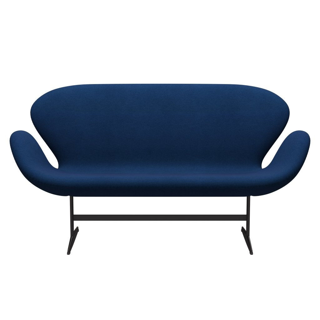 Fritz Hansen Swan Sofa 2-Sitzer, Warmes Graphit/Tonus Dunkles Korallenblau