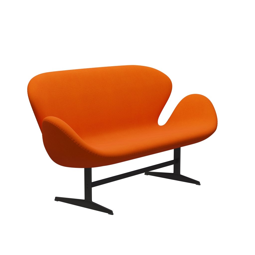 Fritz Hansen Swan -Sofa 2 -Sitzer, warmes Graphit/Tonus leichte Orange